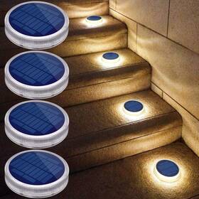 Yilaie 795274196671 Led Solar Deck Lights Round Step With Waterproof Auto On/off
