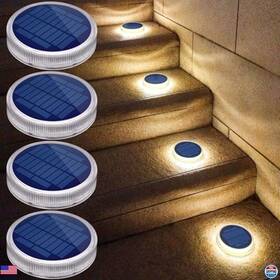 B07x7dyszn Yilaie Solar Deck Lights Outdoor Waterproof Round Stick-on Auto On/off 4 Pack