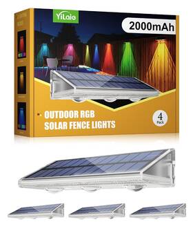 El-qcb-04 Yilaie Solar Fence Lights Outdoor - Warm White And Rgb 6 Color I