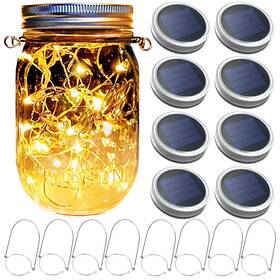 Yitee 600231607636 Mason Jar Solar Lantern Lights 8 Pack 30 Led Bulbs Fairy Star Firefly
