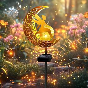 Yjfwal 714216436217 Garden Solar Lights Pathway Stake Moon Fairy Glass Globe With Ange