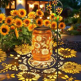 Sunflower-1p-ww-myg Yjfwal Solar Lanterns Outdoor With Shepherd Hook - Waterproof Sunflower Garden Decor