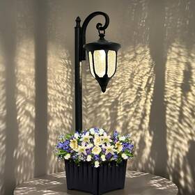 Yn2349 Yonaveil Solar Lamp Post Light With Planter Outdoor Lights Crackle Glass Mat