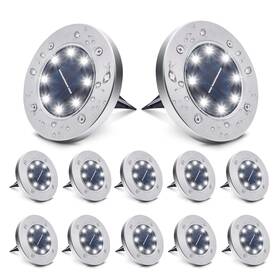 Yooumoga 746957376590 12 Pack Solar Ground Lights 8 Led Waterproof In-ground Outdoor