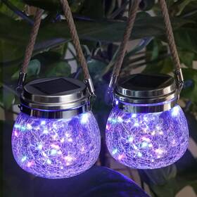 Td-rgb1 Yunsheng Solar Lantern Outdoor Waterproof 2pack Crackle Glass Ball Hanging