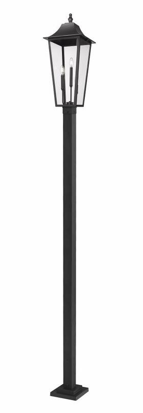 5008phxls-536p-bk Z-lite - Gannon 3 Light Outdoor Post Mount-124 Inches Tall And 12 Wide