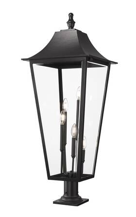 5008phxxlr-533pm-bk Z-lite 5008phxxlr-533pm Gannon 5 Light 43 Inch Tall Marine Grade Post - Black