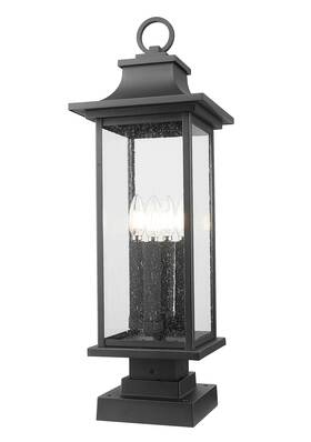 5017phbs-sqpm-bk Z-lite 5017phbs-sqpm Tiberius 4 Light 27 Inch Tall Post - Black