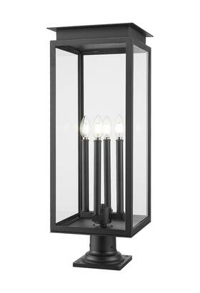 5018phbr-533pm-bk Z-lite 5018phbr-533pm Nova 4 Light 30 Inch Tall Pier Mount Post - Black
