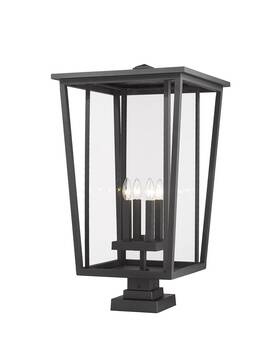 571phxxls-sqpm-bk Z-lite Seoul 4-light Outdoor Pier Mounted Fixture Light In Black