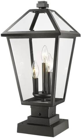 579phbs-sqpm-bk Z-lite Three Light Outdoor Pier Mount In Talbot Black