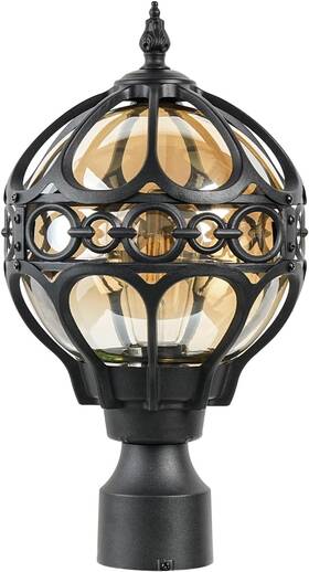 Zanritelit 445010885804 Outdoor Globe Lamp Light Fixture 13.4 Inch Black Sphere Post Top Lantern