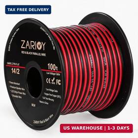 Zarivy 884508585784 14 Gauge Wire 100 Feet Awg Red Black Electrical 12v/24v Dc Cable 14awg