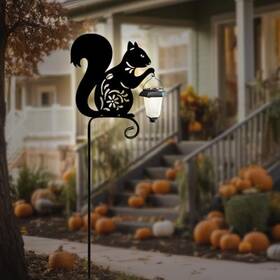 Xk-08 Ze Xin Da Metal Squirrel Garden Stake Solar Lights Outdoor Solar-powered Black