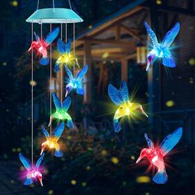 Zeiliuled 745103641421 Color Changing Solar Hummingbird Wind Chimes Outdoor Garden Patio Gift