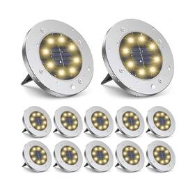 D2-dmd-wm-12p Zgwj 12x Solar Ground Lights Warm White Waterproof Outdoor Garden Pathway Deck Yard