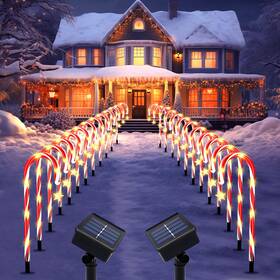 Zr2409001 Zhaoray 24 Solar Candy Cane Pathway Lights Outdoor Xmas Yard Stake 144led 8 Modes
