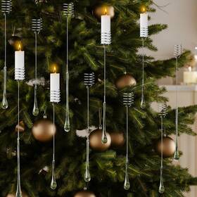 Jne-ziliny-3758 Ziliny 21 Set Christmas Candle Holder For Tree Vintage Traditional Clear