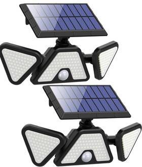 Zookki 710638655731 Solar Lights Outdoor Waterproof 180 Led 3 Heads 2 Pack - Black