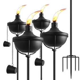 Dctw-wx-o4 Zspeng Home Garden Torch Set Of 4 Outdoor Metal Torches With 5-prong Grounded Stake
