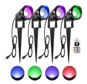 Zuckeo 313109842892 4 Pack Rgb Plug-in 10w Spotlights Landscape Pathway Lights Color Changing