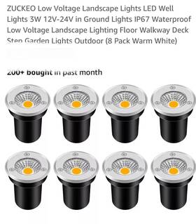 Hcw-dmdc-002 Zuckeo 8 Pack 3w Led Low Voltage Landscape Well Lights 12v-24v In Ground Ip67