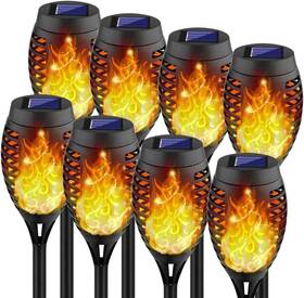 Zx Tech 445046696641 Solar Lights Outdoor 8pack Torch Light With Flickering Flame Waterproof