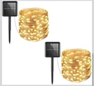 Outdoor Solar String Lights, 2 Pack 33 Feet 100 Led Powered Twinkle. Fixed Price $15.99.