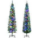 Homcom Pencil Prelit Artificial Christmas Tree With Colorful Led Lights Used. Fixed Price $36.39.