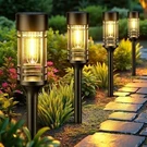 Solar Pathway Lights, 8 Pack Glass Outdoor, Stake Land. Fixed Price $49.79.