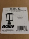 Wave Lighting S52TC-BZ Bronze Post Fixture W/clear Diffuser, New Box. Fixed Price $44.95.