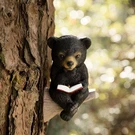 Sitting Bear Tree Hugger With Solar Led Light, Cute Reading Book Garden Sta. Fixed Price $35.12.