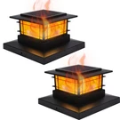 Dynaming 2 Pack Solar Post Cap Flickering Flame Lights, Black. Fixed Price $27.99.