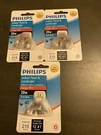 Philips 20W 12V MR11 GU4 Base Indoor Flood Landscape Light Bulbs 3 Packs. Fixed Price $15.00.