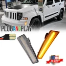 Clear Lens Amber Led Front Bumper Side Marker Lights For 2008-2012 Jeep Liberty. Fixed Price $24.99.