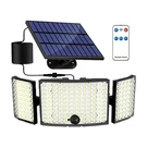 Solar-powered Led Floodlight 3-HEAD Motion Sensor Security With Remote. Fixed Price $29.99.