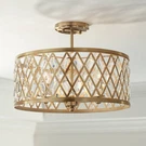 Tanz Modern Ceiling Semi Flush Mount Fixture 16 1/2" Brass 3-LIGHT Crystal. Fixed Price $249.95.