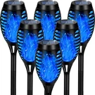 Solar Lights Outdoor, Upgraded 6 Pack Blue Torch With Flickering .... Fixed Price $49.32.
