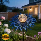 Qocnam Solar Lights Outdoor Garden Metal Flower Crackle Glass Blue. Fixed Price $65.99.