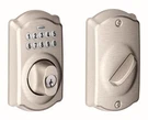 Schlage BE365 Satin Nickel Camelot Battery Keypad Single Cylinder Deadbolt. Fixed Price $80.71.