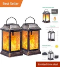 Elegant Bronze Solar Lanterns With Flickering Flame - 2 Pack For Outdoor Decor. Fixed Price $66.49.