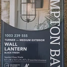 Hampton Bay Turner Medium Wall Lantern Black Finish Seeded Glass Outdoor 1003 2. Fixed Price $60.00.