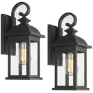 Outdoor Wall Sconce Pack Waterproof E26 Matte Black Seeded Glass 4FD54B-2PK. Fixed Price $154.99.