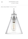 Generation Lighting Feiss P1370SN Frontage 1-LIGHT Satin Nickel Pendant. Fixed Price $160.00.