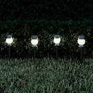 Set Of 4 Solar Path Lights Stainless Steel Outdoor Silver Pure Garden 50-LG1065. Fixed Price $14.99.