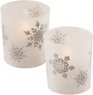 Lumabase Battery Operated Led Glass Candles, Snowflake - Set Of 2. Fixed Price $17.99.