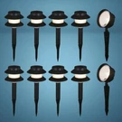 Set Of 10 Black Plastic Low Voltage Led Garden Landscape Walkway Flood Light. Fixed Price $114.00.