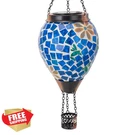 Dreamskip Blue Mosaic Hummingbird Solar Lantern, Flame Light. Fixed Price $40.99.
