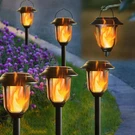 Dual Use Solar Flame Lights Outdoor 6 Pack, Flickering Pathway. Fixed Price $73.99.