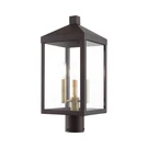 Livex Nyack 3 Light Post Top Lantern, Bronze/brass Cluser/clear 20592-07. Fixed Price $493.96.